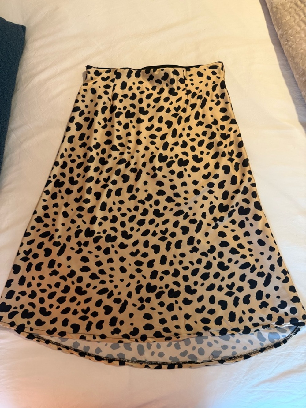 Leopard Print A-Line Slip Style Skirt - Black on Tan